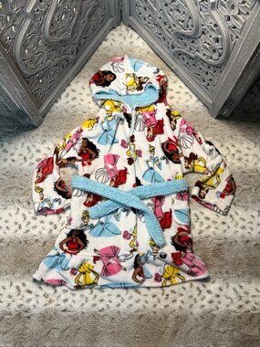 Disney Princess fleece robe girls 5T Moana Cinderella Belle Ariel loungewear